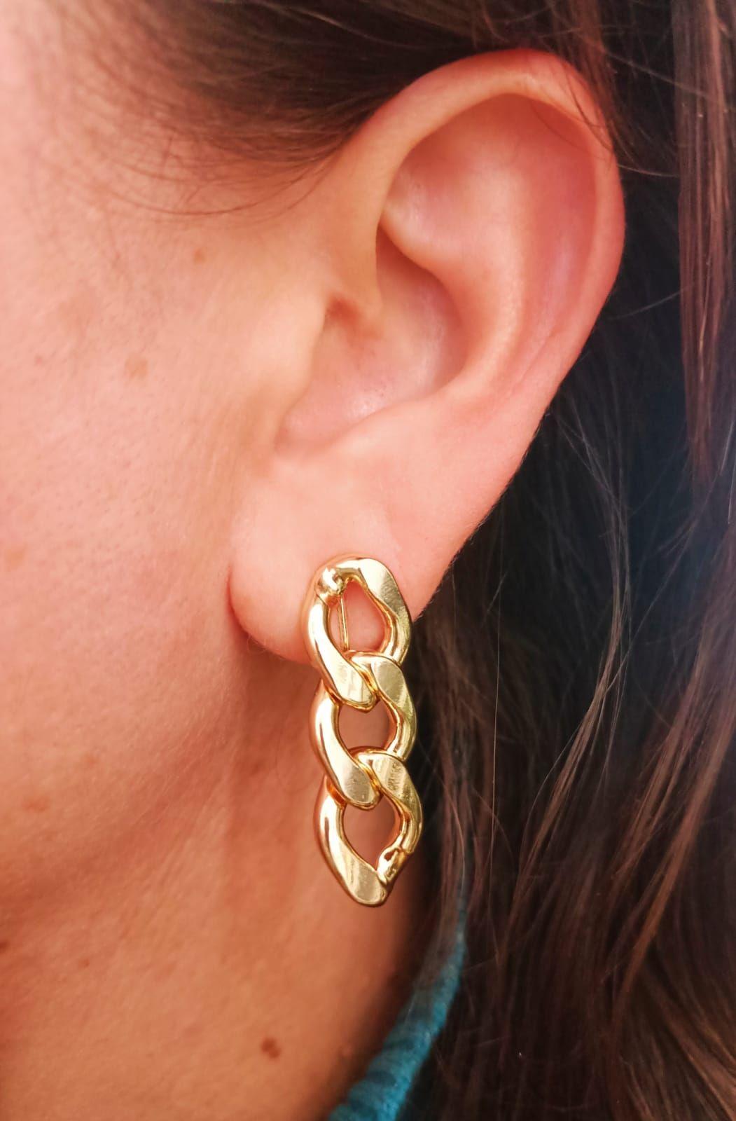 Aros Eslabones Chapado En Oro 18k Earcuff Sin Perforación-2