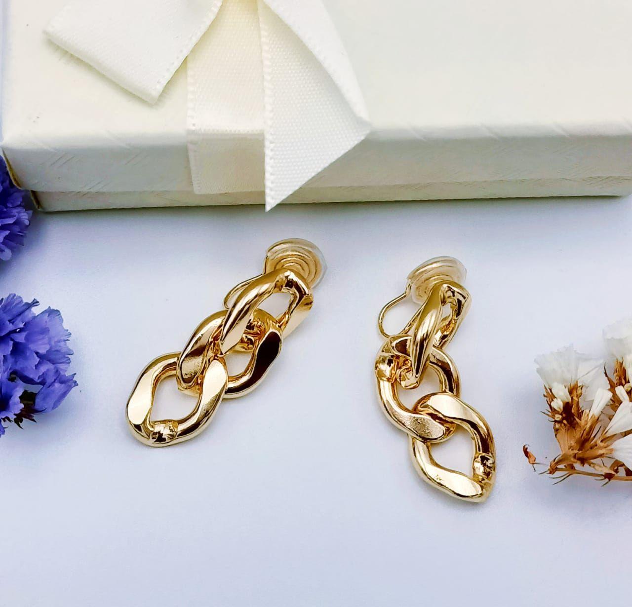 Aros Eslabones Chapado En Oro 18k Earcuff Sin Perforación-4