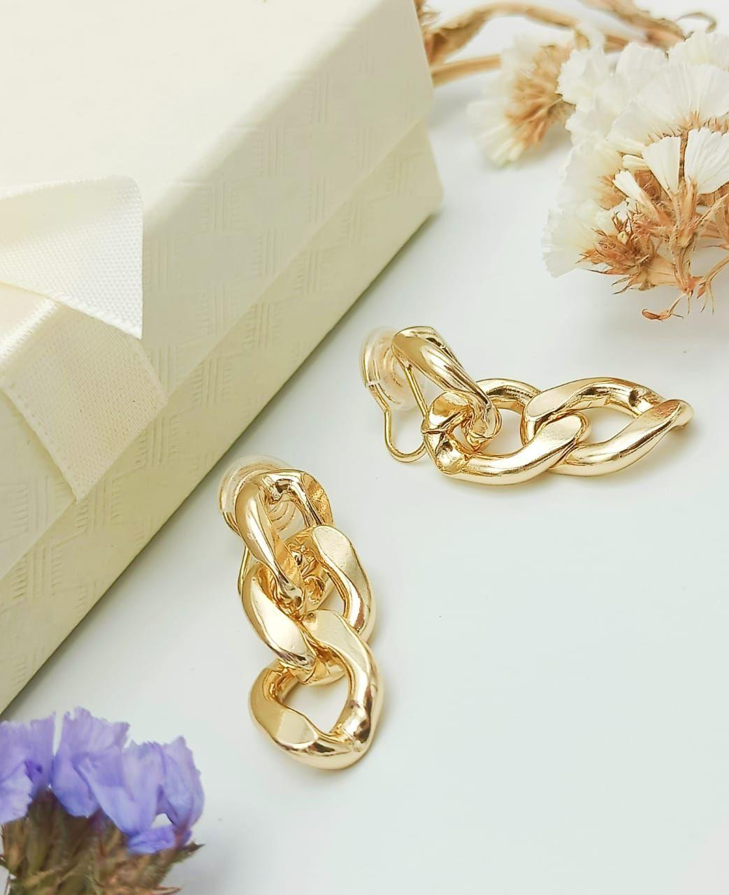 Aros Eslabones Chapado En Oro 18k Earcuff Sin Perforación-7