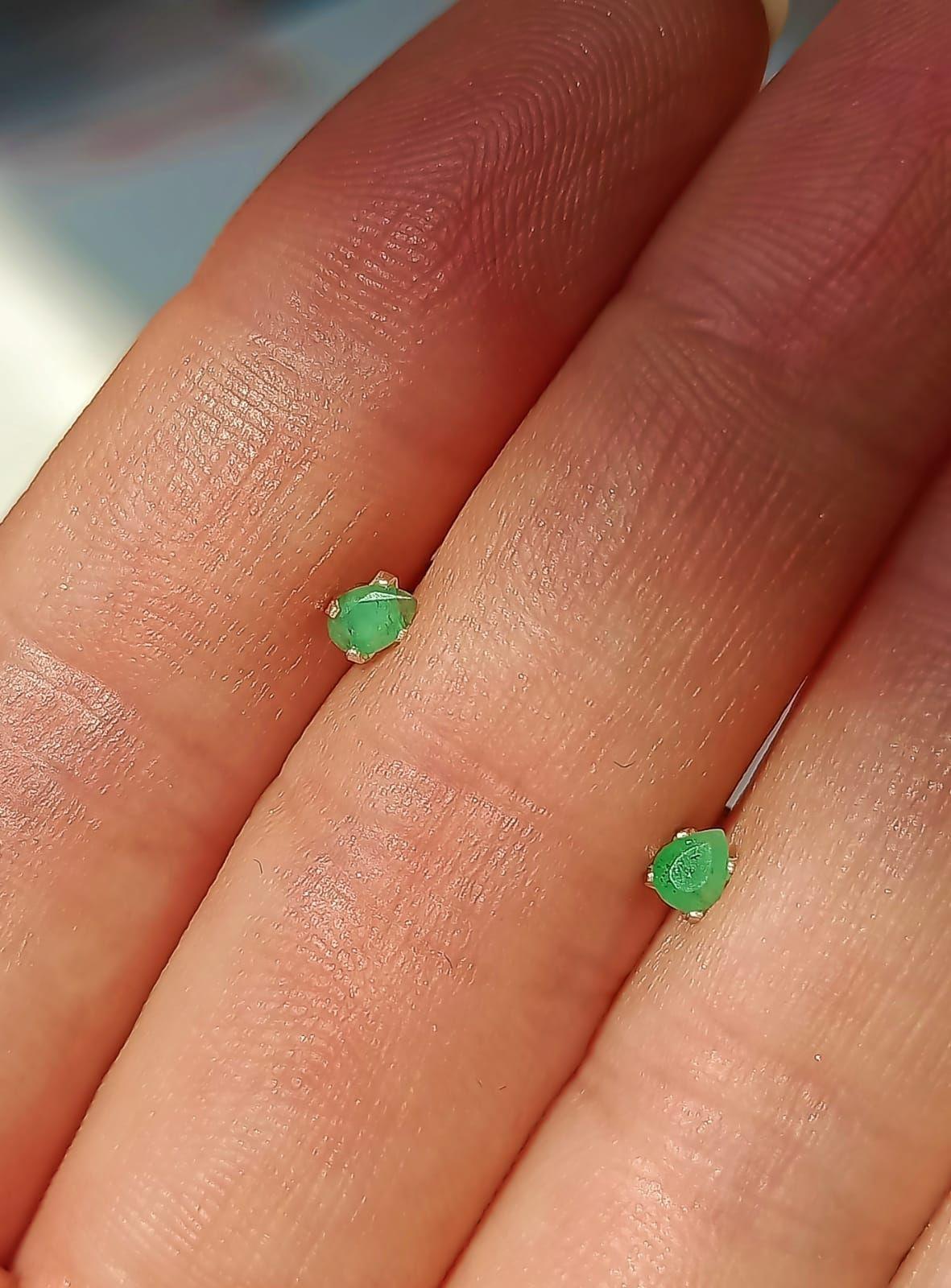 Aros abridores de tuerca en plata fina ley S925 con Esmeralda natural genuina 3mm-6