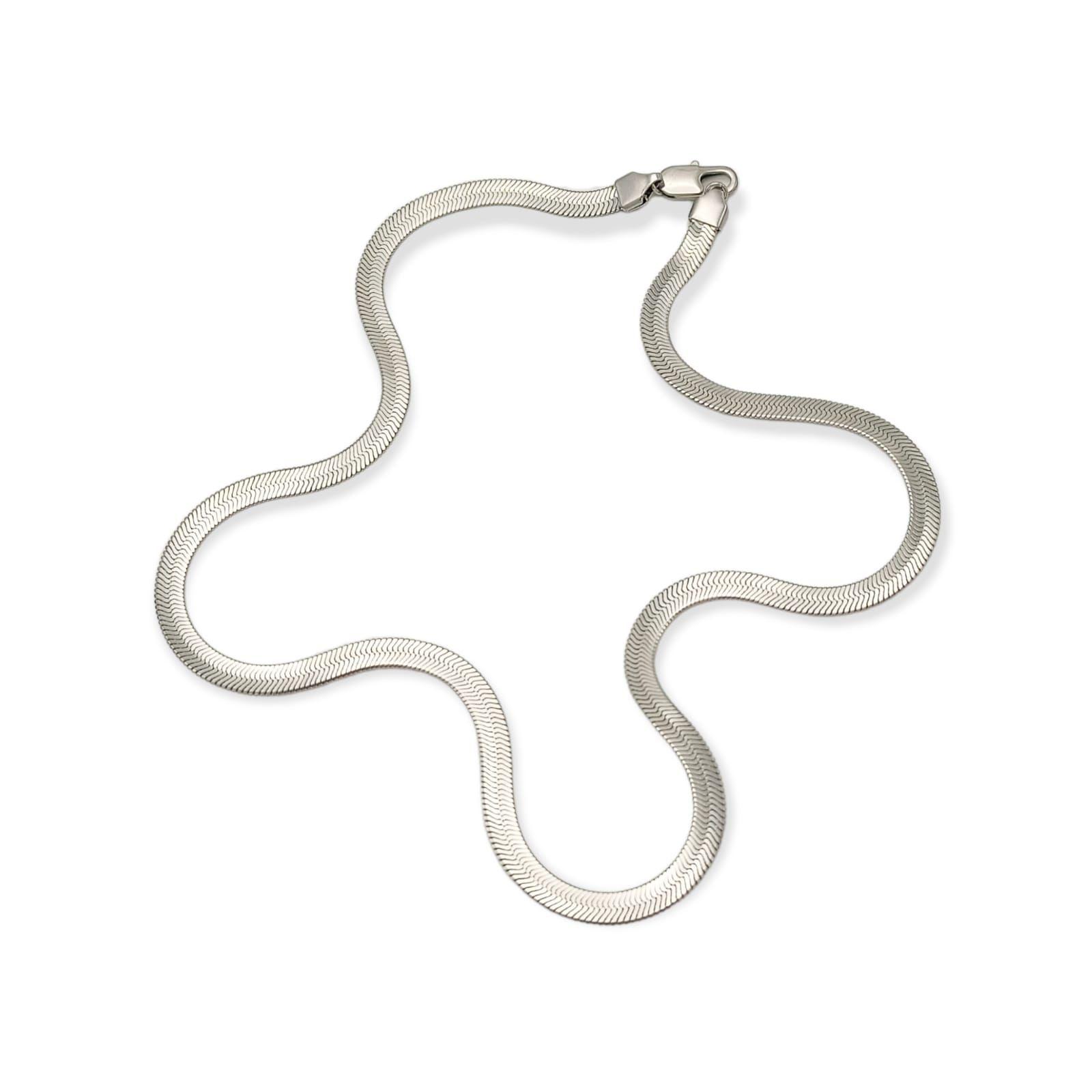 Colgante Cadena Tejido Serpiente Plateado Hipoalergénico-7