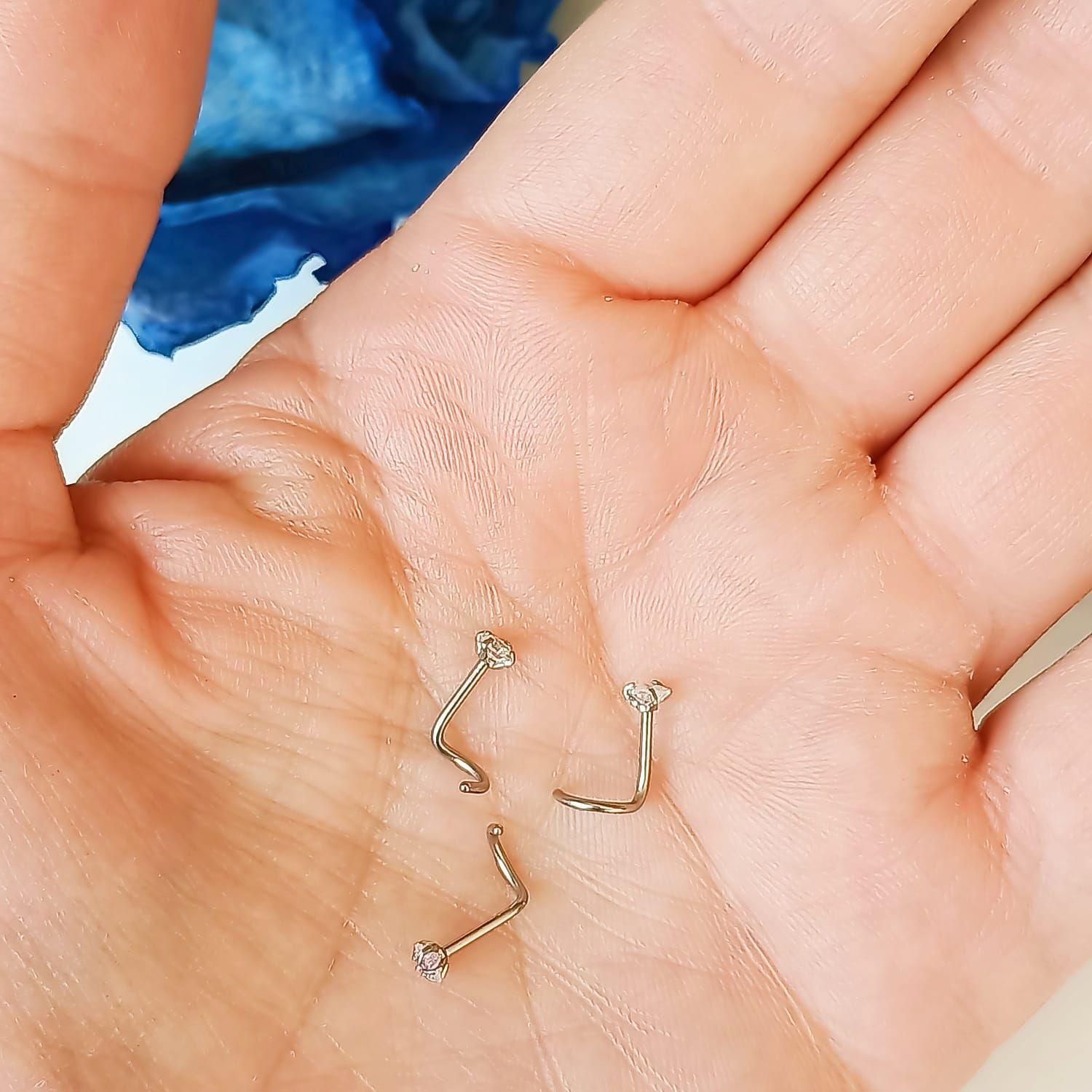 Pack Piercing Acero Quirúrgico Nariz set Zirconia Tornasol tipo S-7