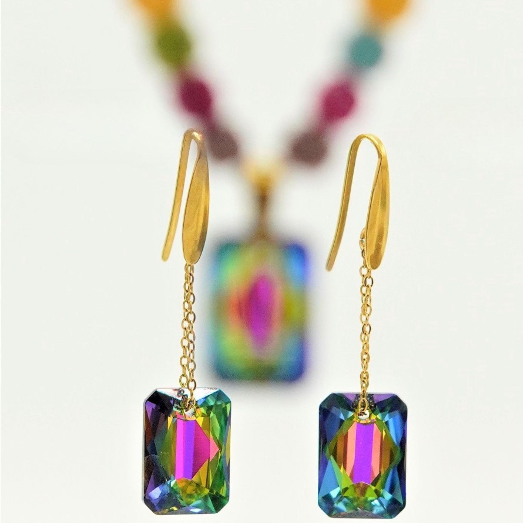 Conjunto Mia collar y aros cristales austriacos chapado en oro 18k-3