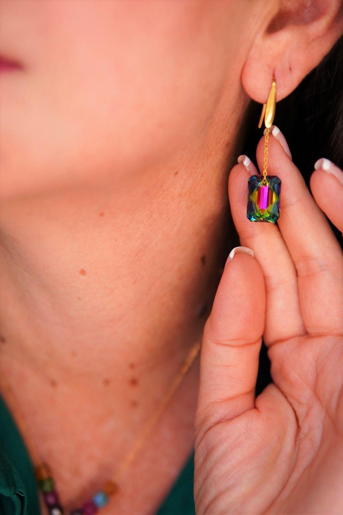 Conjunto Mia collar y aros cristales austriacos chapado en oro 18k-4