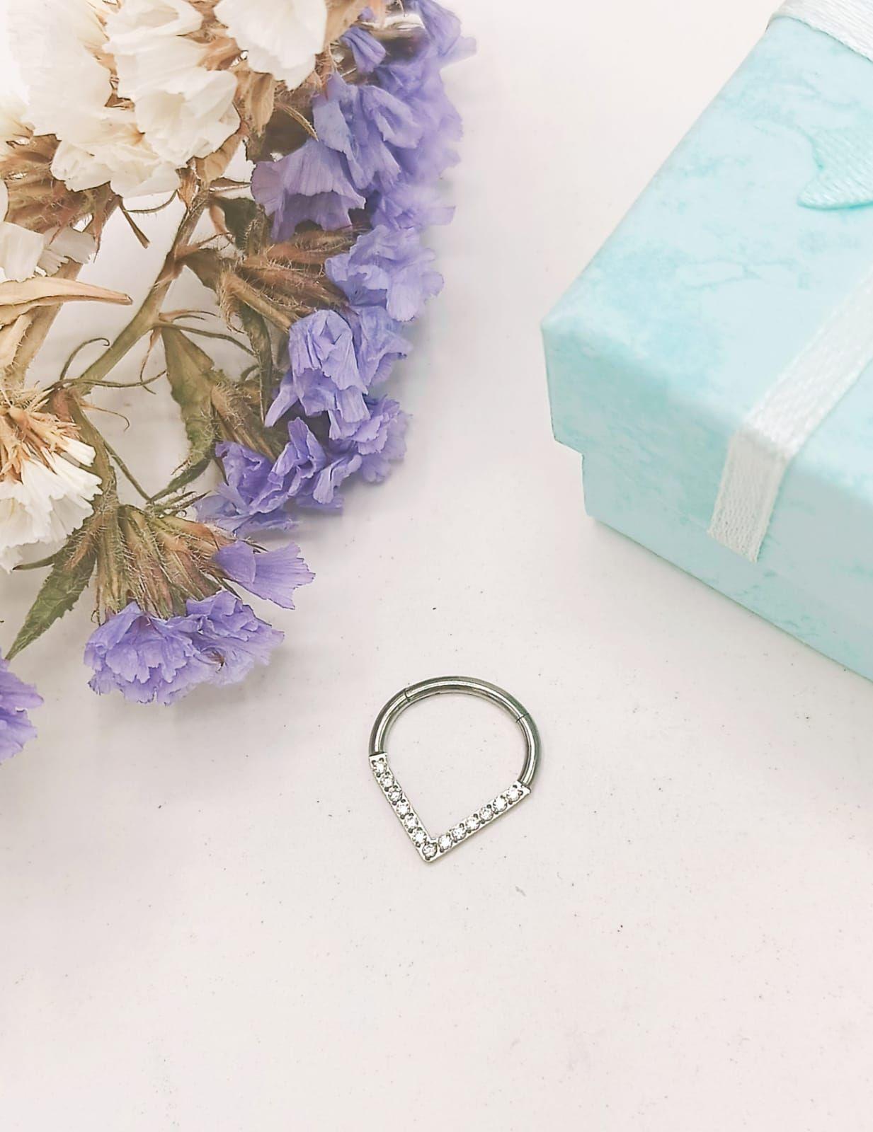 Piercing Septum Tragus F136 G23 Titanio Lagrima Circonio-6