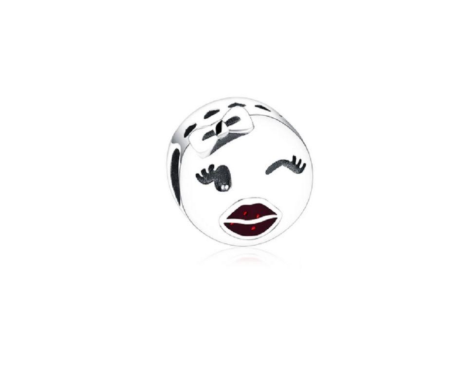 Charm dije abalorio carita guiño plata 925 estilo Pandora pulsera colgante-0