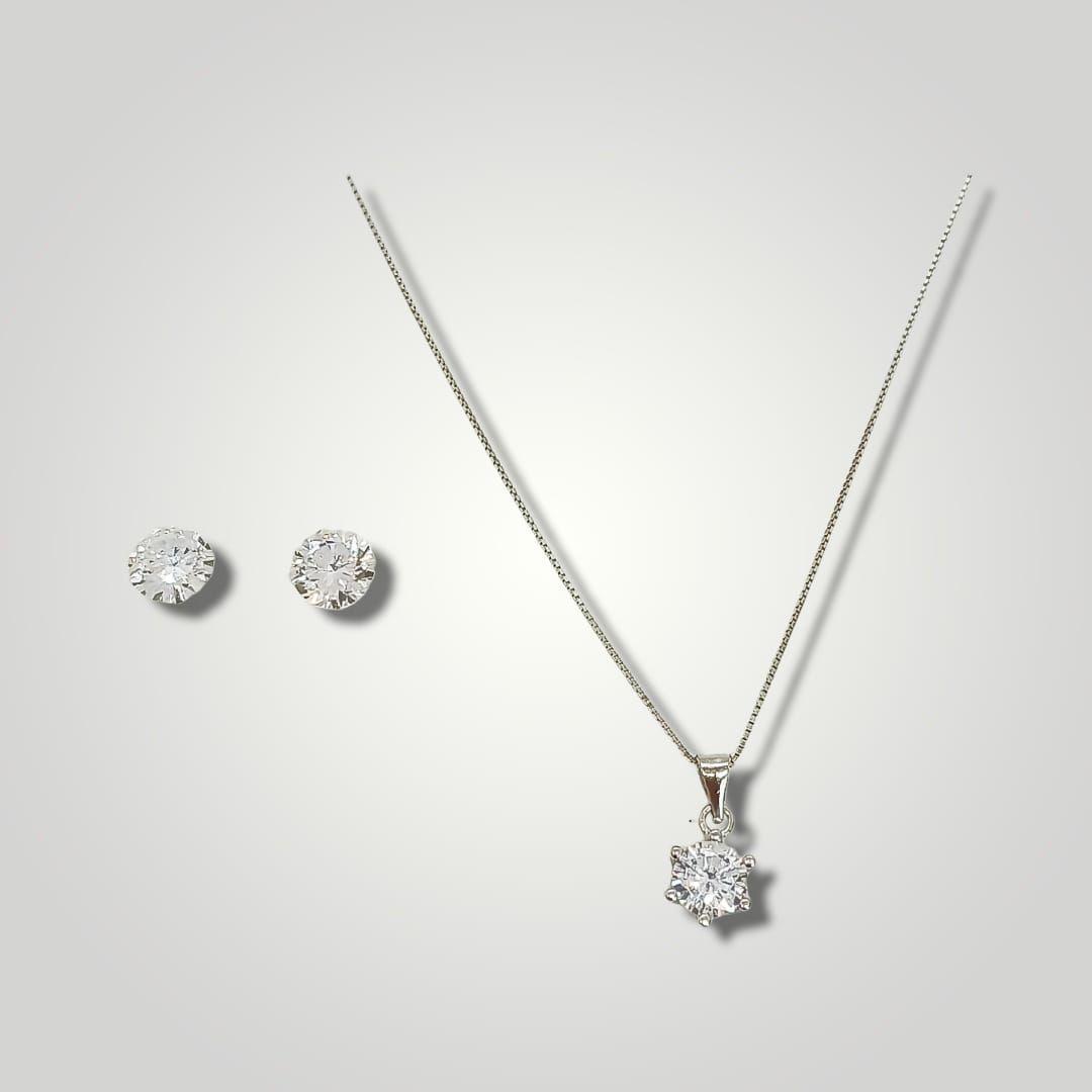 Set Conjunto Cadena Veneciana Aro Punto De Luz Plata Sublime-2