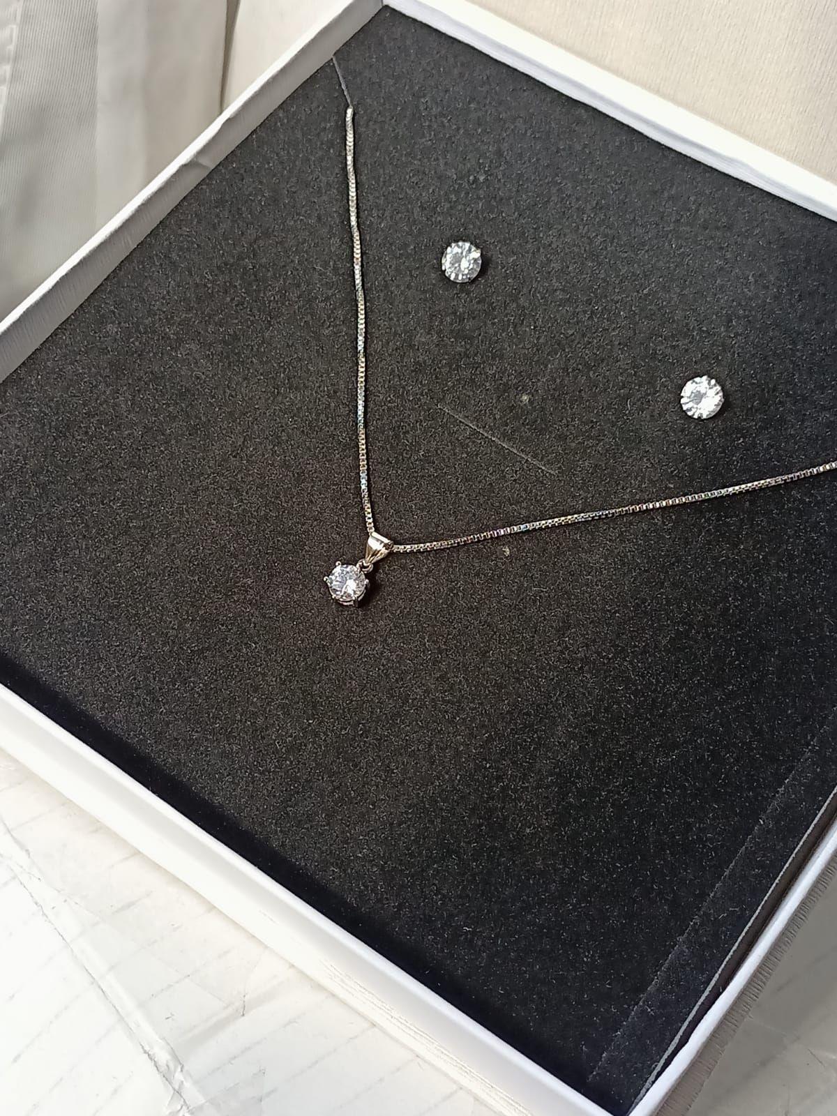 Set Conjunto Cadena Veneciana Aro Punto De Luz Plata Sublime-5