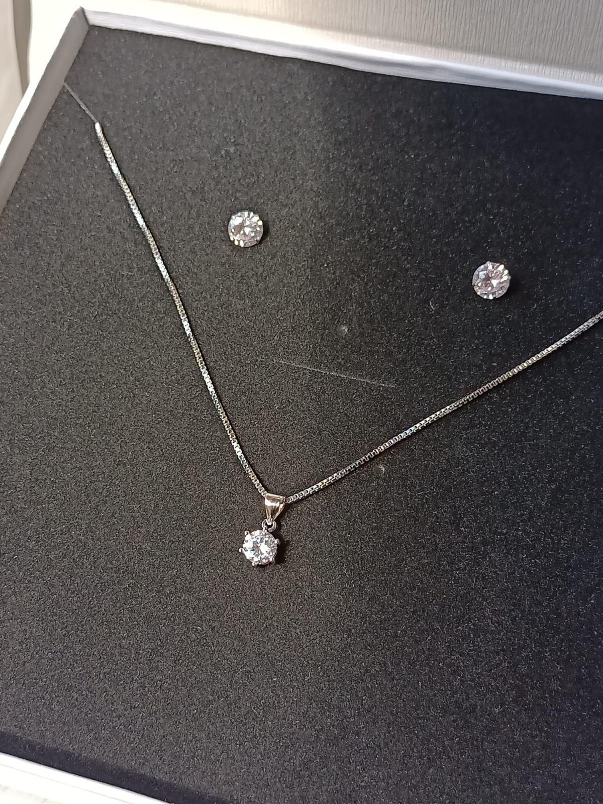 Set Conjunto Cadena Veneciana Aro Punto De Luz Plata Sublime-8