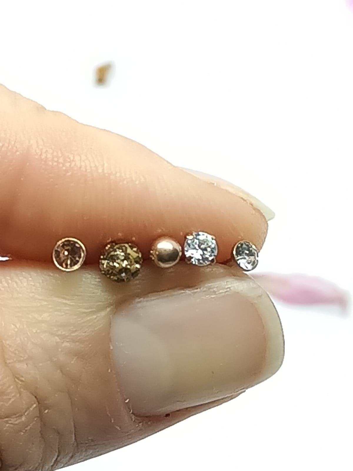 Set 5 Piercing Acero Quirúrgico Nariz chapado oro rosa Nostril-2