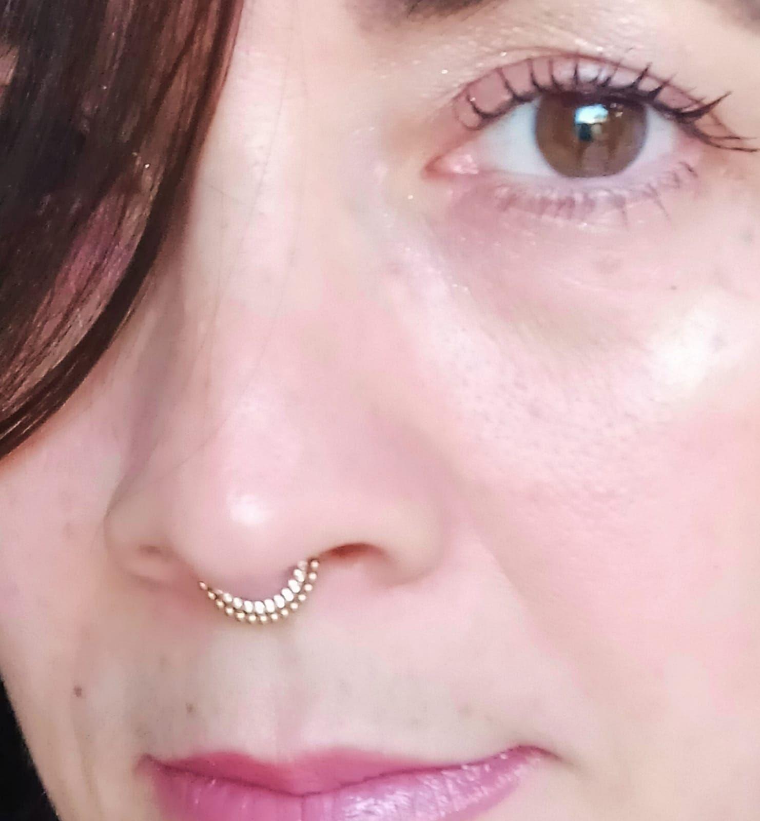Piercing Septum F136 G23 Acero Titanio Diadema Chapada Oro 18kl-2