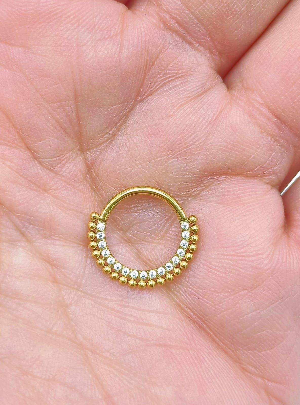 Piercing Septum F136 G23 Acero Titanio Diadema Chapada Oro 18kl-3