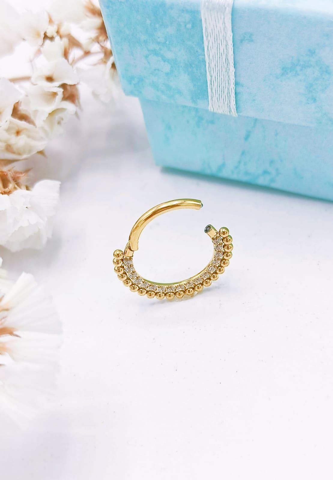 Piercing Septum F136 G23 Acero Titanio Diadema Chapada Oro 18kl-4