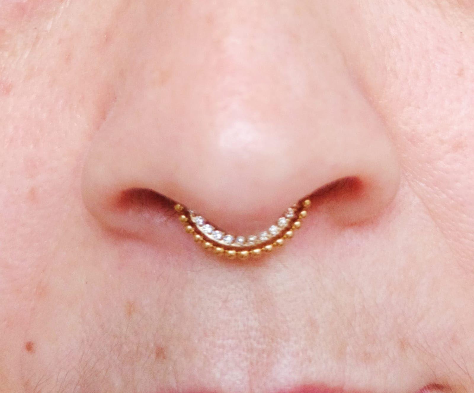 Piercing Septum F136 G23 Acero Titanio Diadema Chapada Oro 18kl-5
