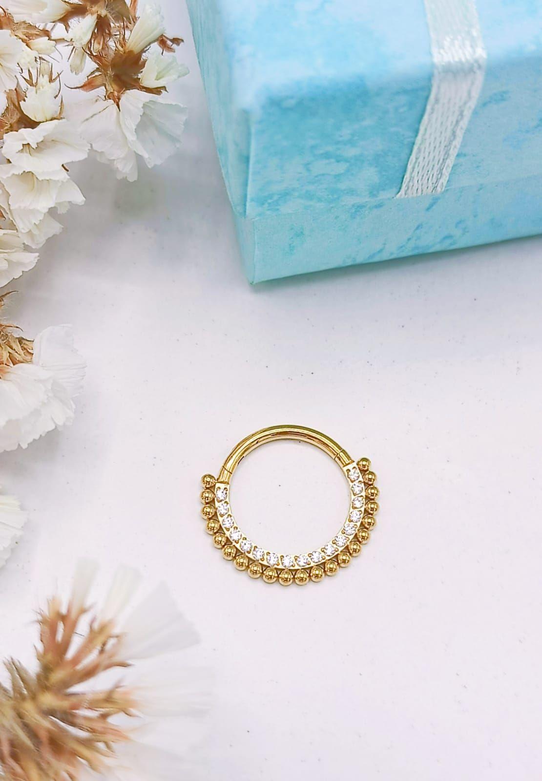 Piercing Septum F136 G23 Acero Titanio Diadema Chapada Oro 18kl-6