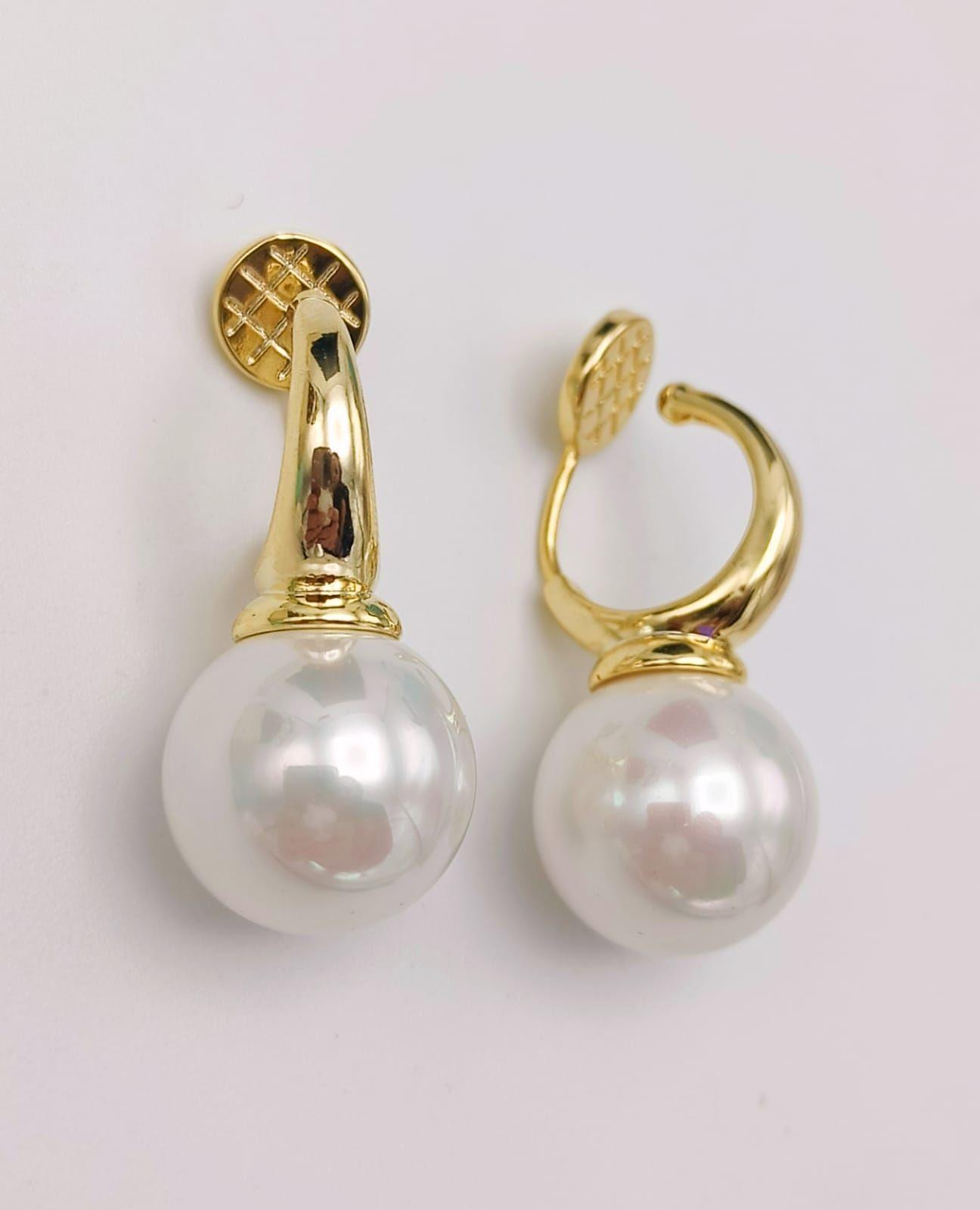 Aros Perla Chapado En Oro 18k Earcuff Sin Perforacion-4