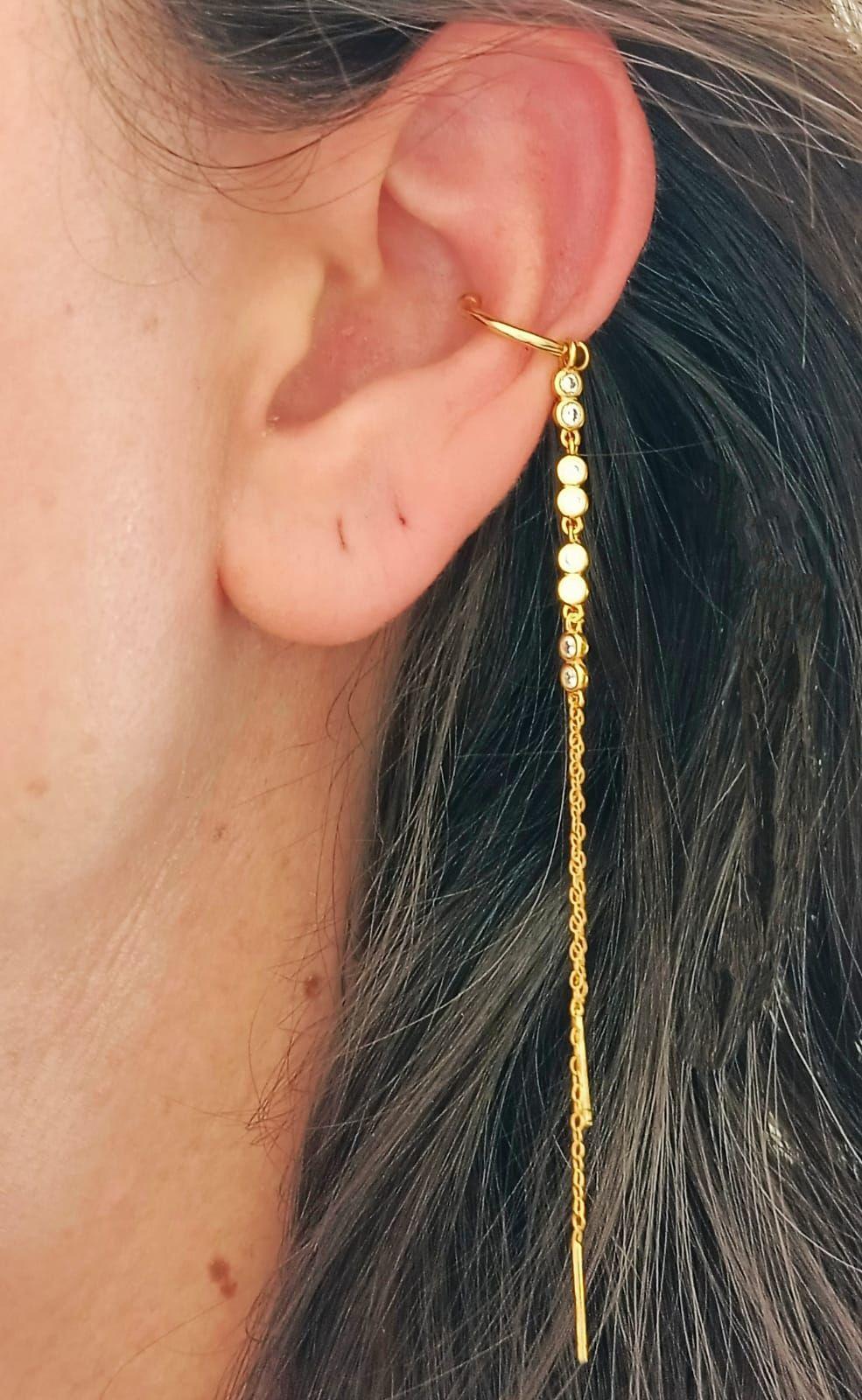 Pendiente earcuff Lianas plata S925 chapado Oro-2