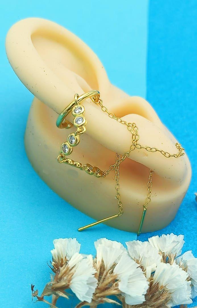 Pendiente earcuff Lianas plata S925 chapado Oro-5