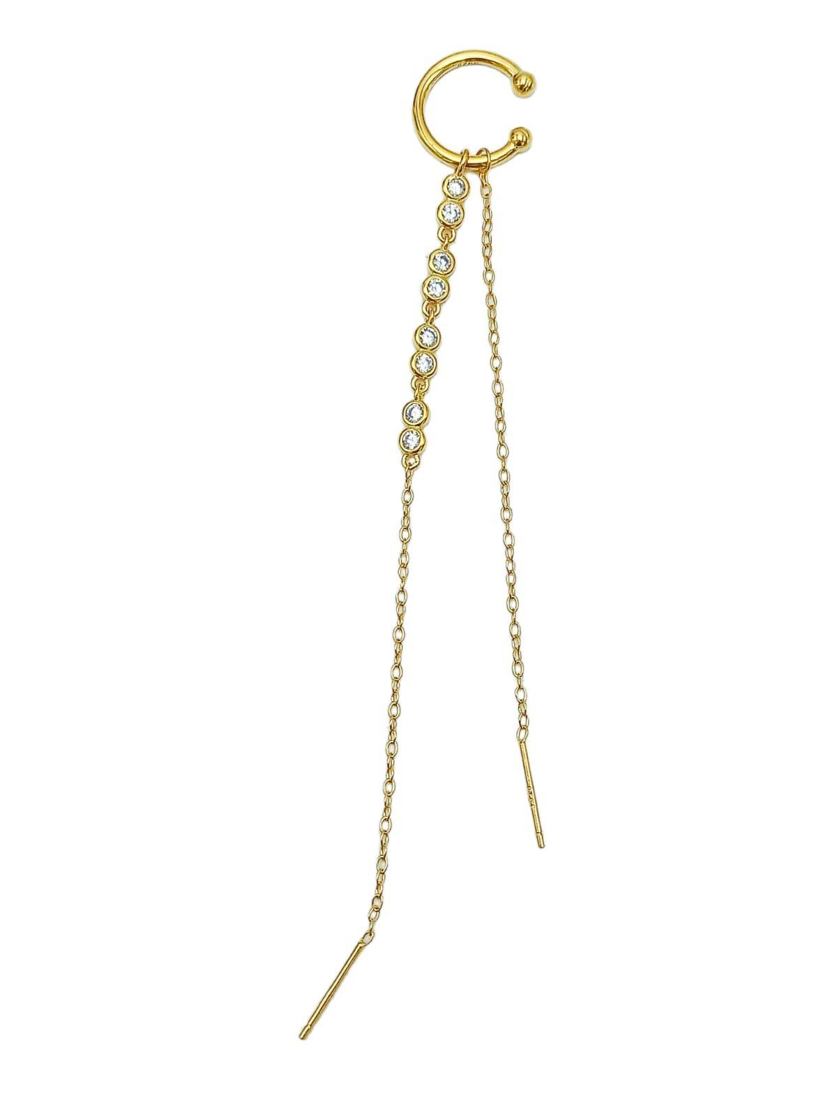 Pendiente earcuff Lianas plata S925 chapado Oro-6