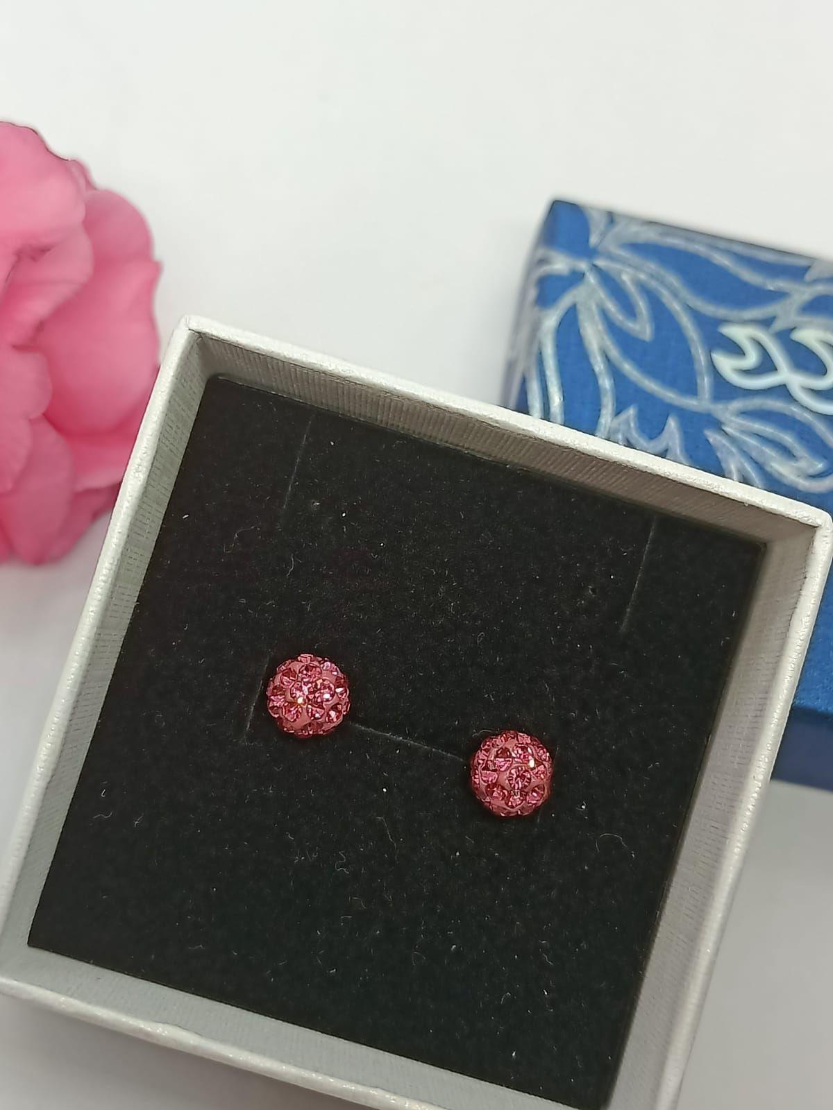 Aros Punto Luz Acero Bola De Fuego Rosa-1