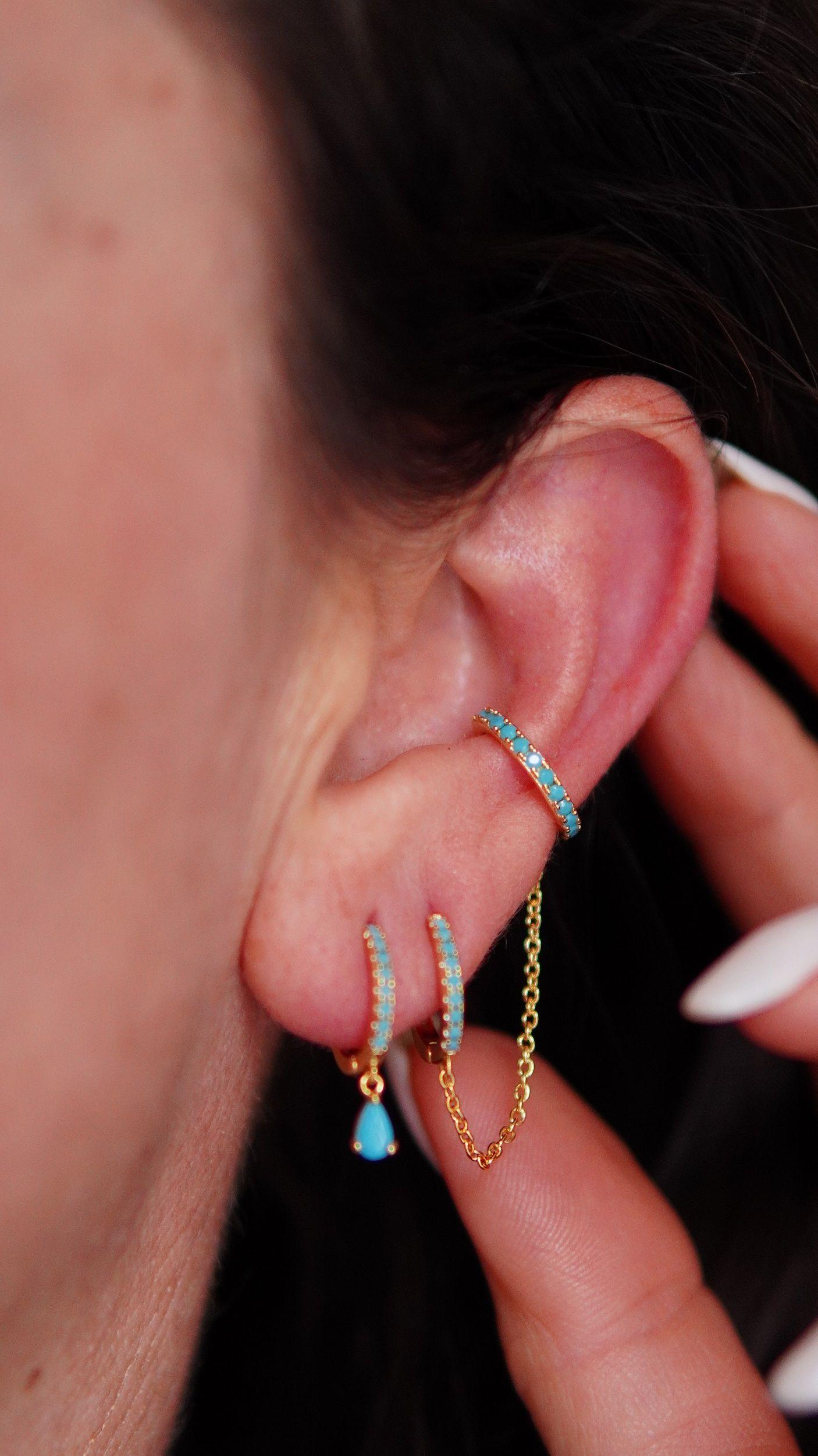 Pack de 5 aros turquesa ba ado oro 18k-2