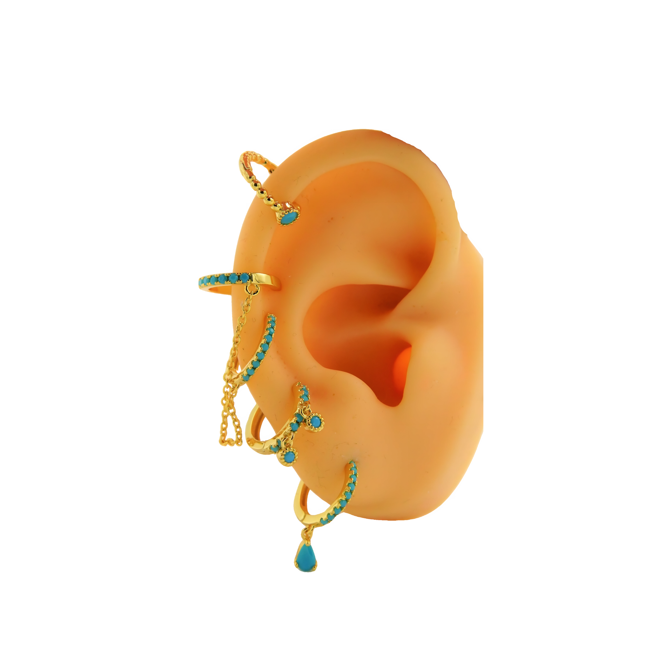 Pack de 5 aros turquesa ba ado oro 18k-3