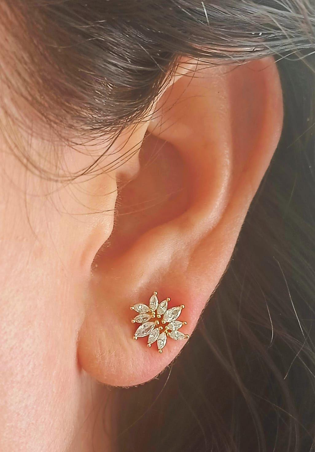 Aros Corona Piercing Helix Flat Plata 925 Chapada En Oro 18k-6