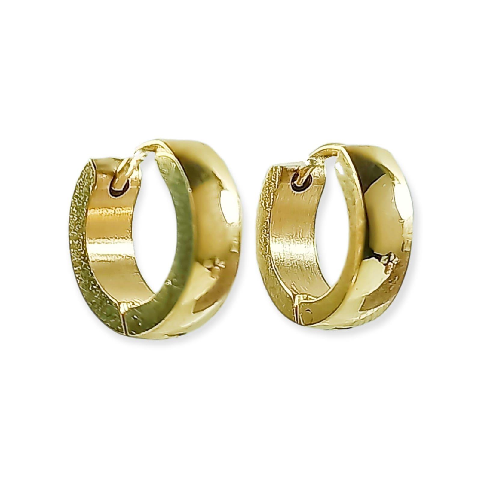Pack De 2 Argollas Lisas Chunky Huggies Chapadas En Oro 18k-3