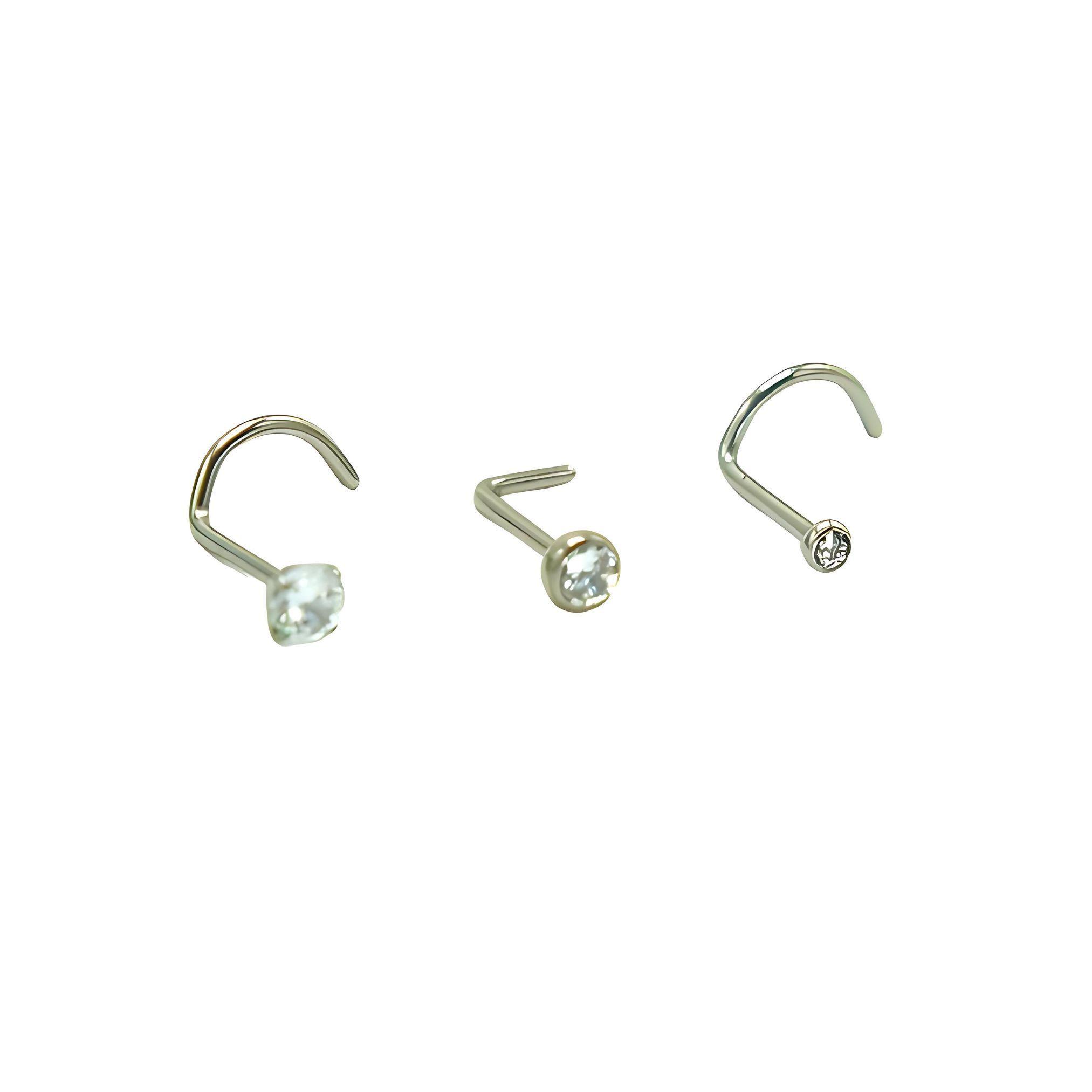 Pack 3 Piercing Nostril S Y L Zirconia Titanio Astm F136 20g-0