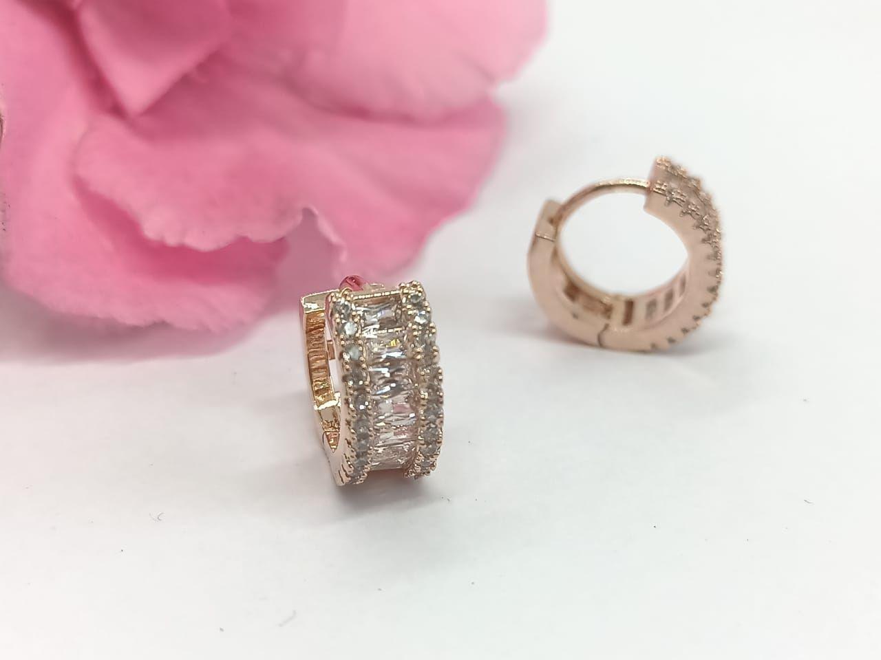 Argollas Huggies chapada en Oro rosa 18k-2