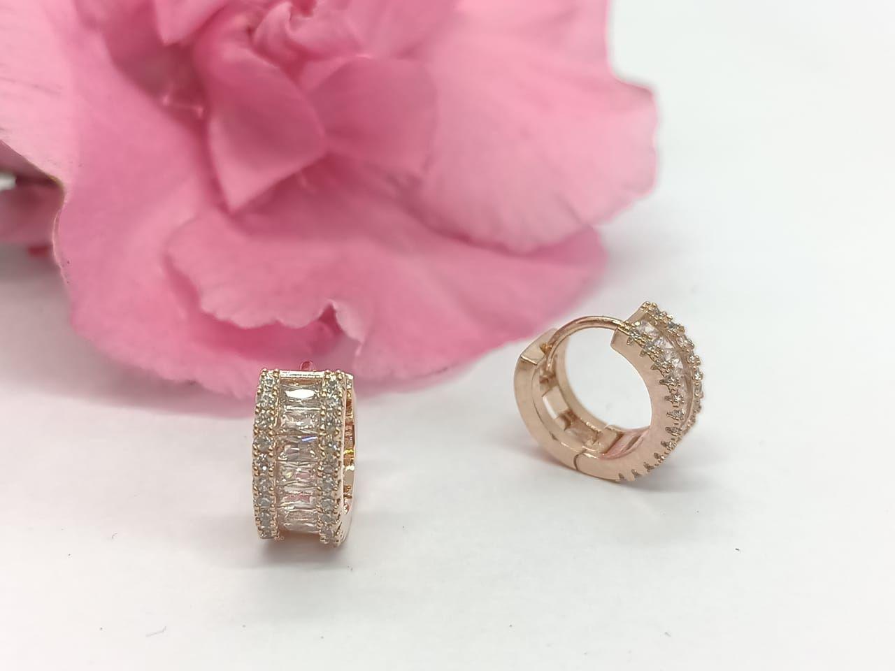 Argollas Huggies chapada en Oro rosa 18k-3