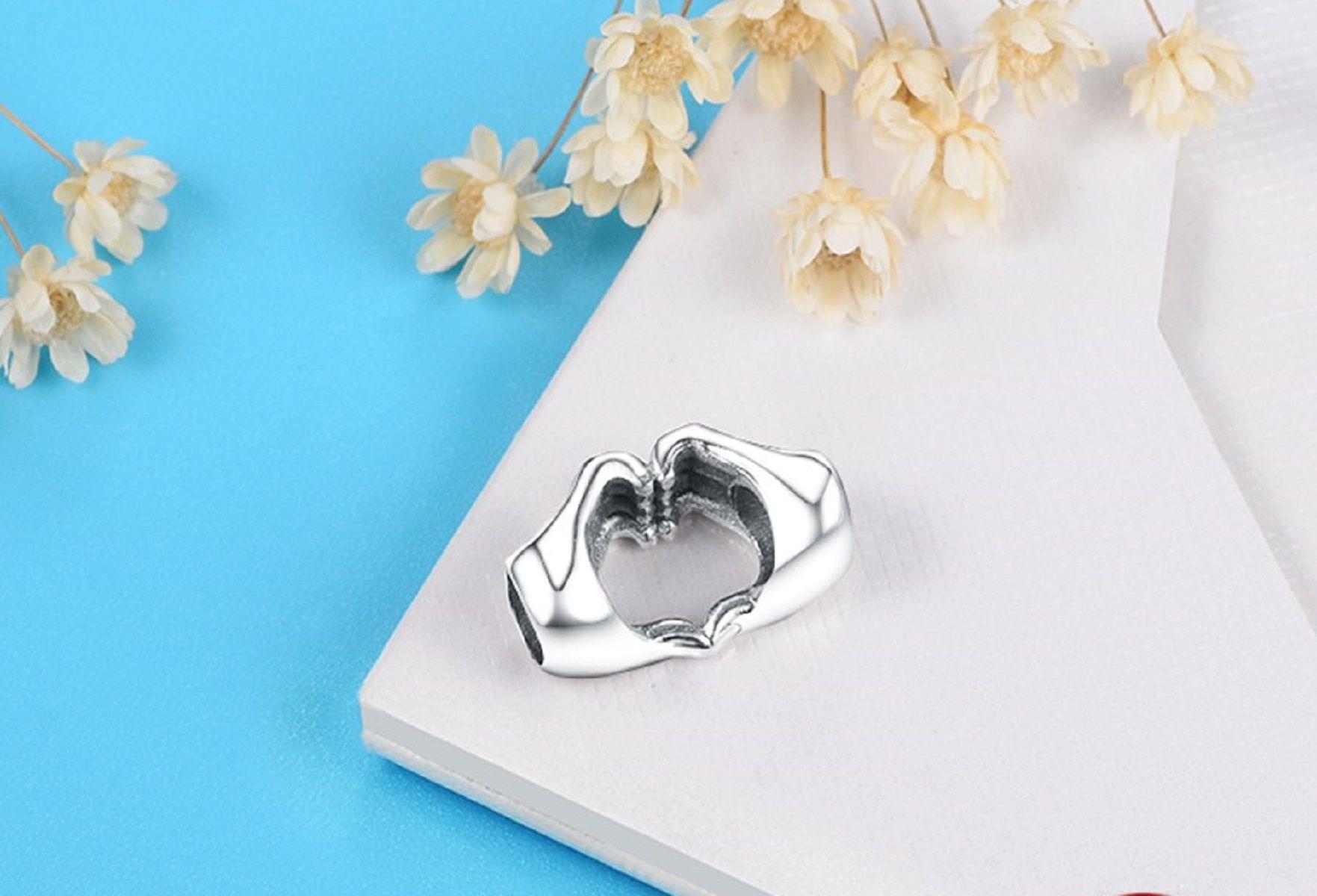 Charm dije abalorio plata 925 mano corazón -3