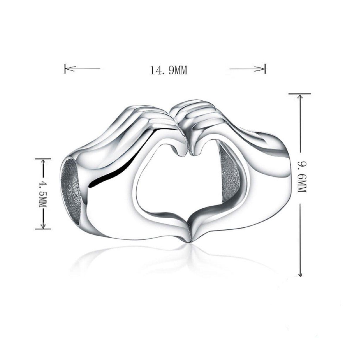 Charm dije abalorio plata 925 mano corazón -4