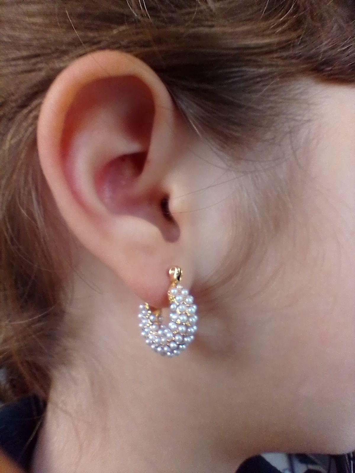 Aretes Argollas bote chicas con perlas chapadas en oro 18k Joyeria fina-6