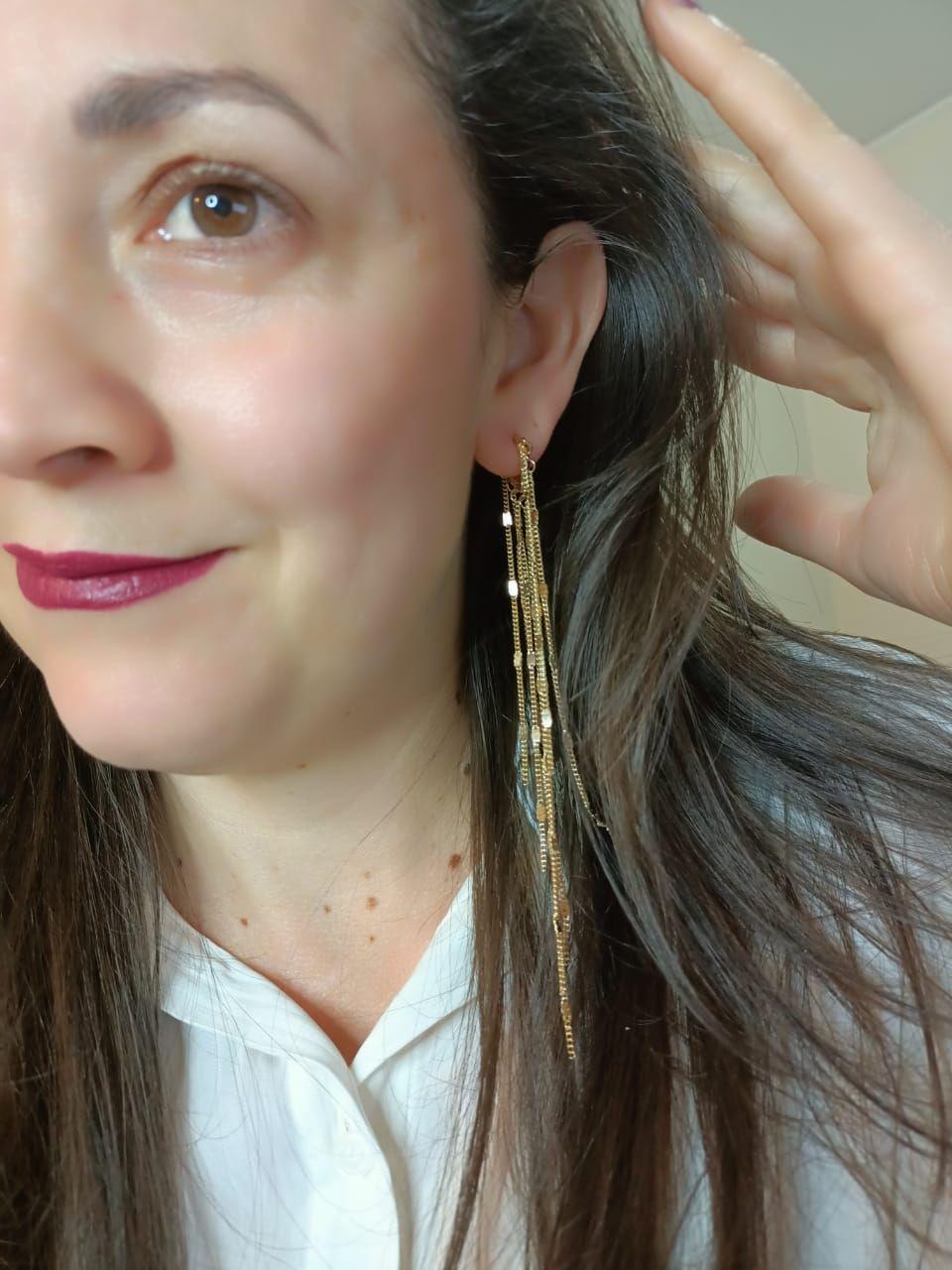 Pendientes Tipo Cascada Largos baño oro 14kl-7