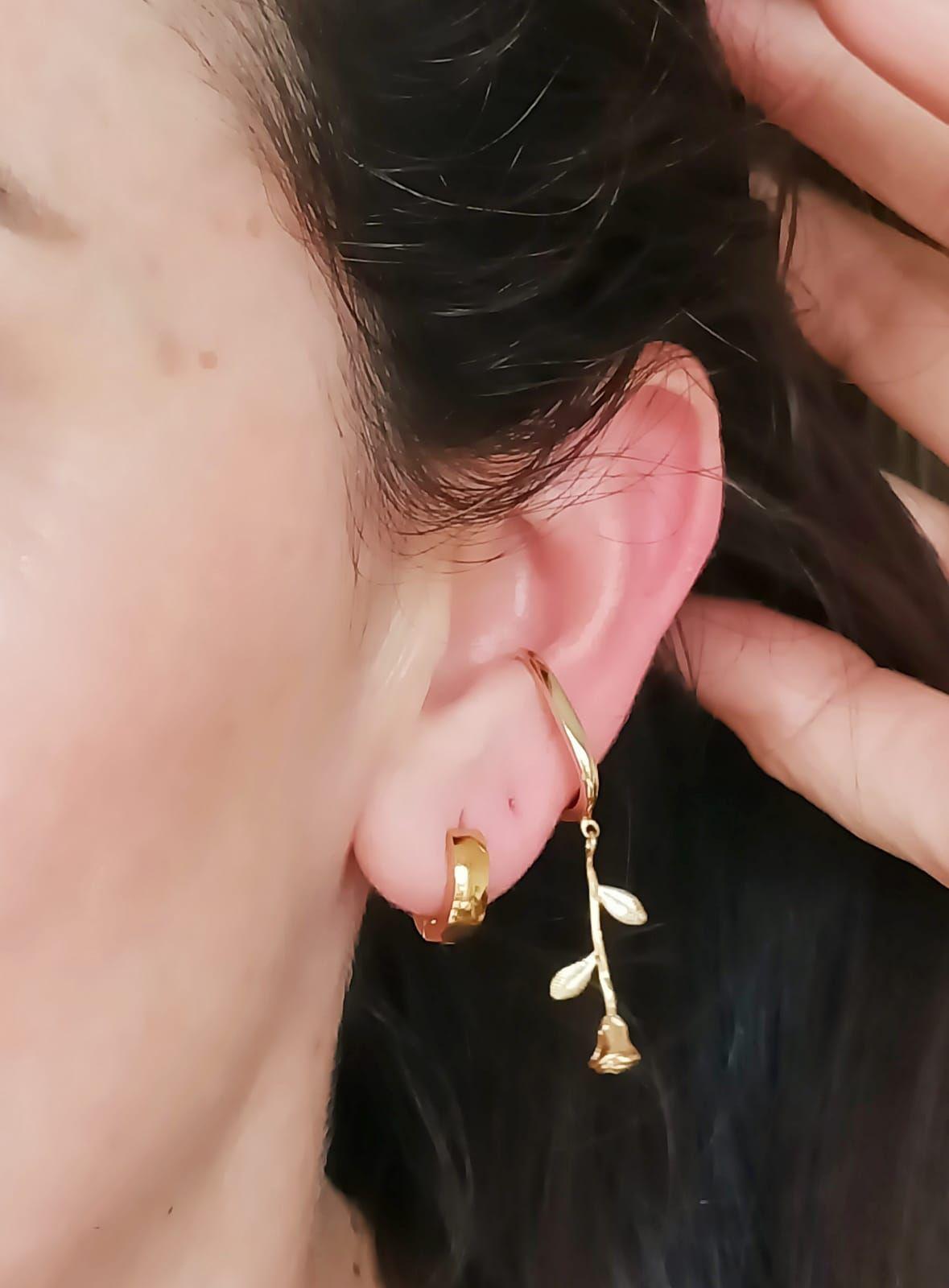 Pack De Aro Earcuff Rosa Argolla Unidad Chapadas En Oro 18k-2