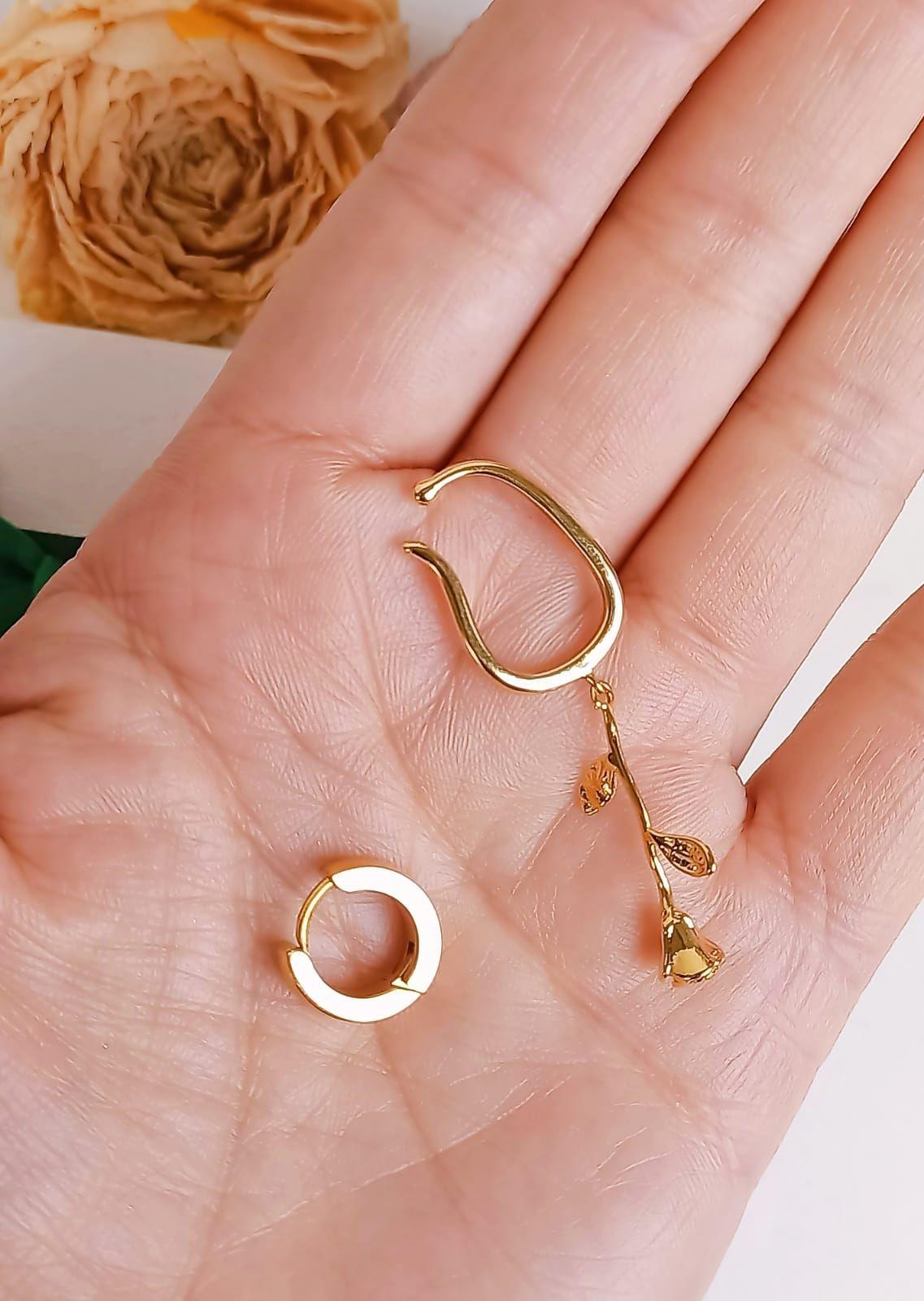 Pack De Aro Earcuff Rosa Argolla Unidad Chapadas En Oro 18k-3