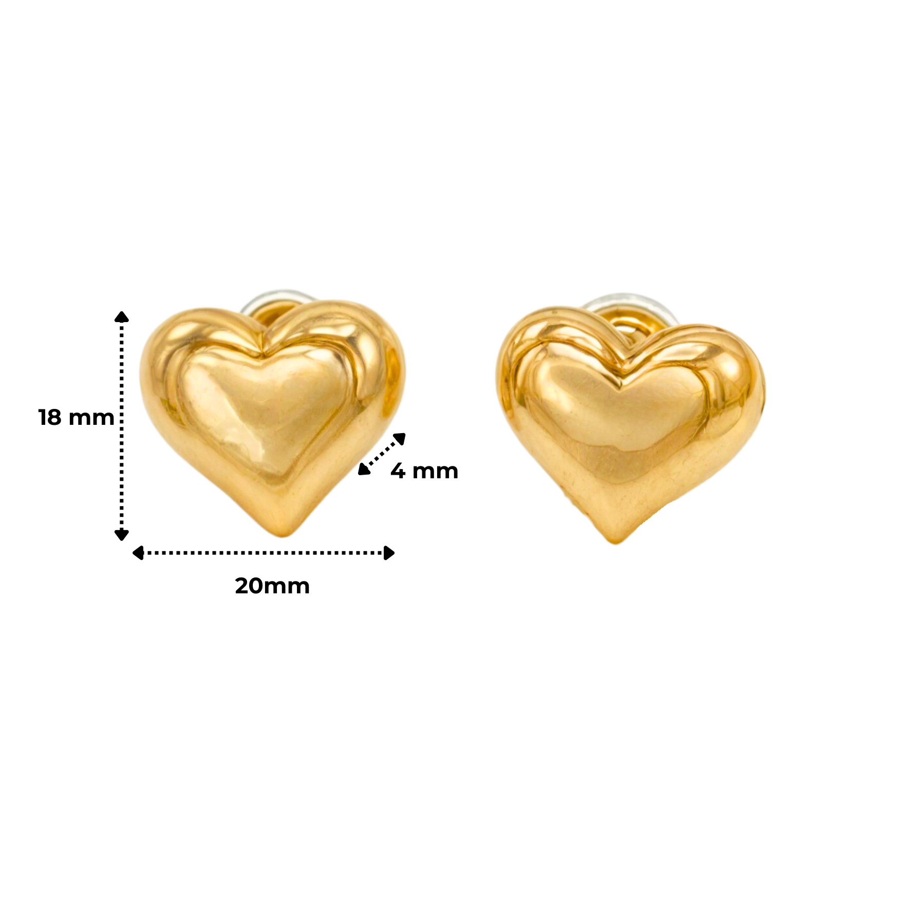 Aros Sin Perforacion corazon chunky bañado En Oro-3