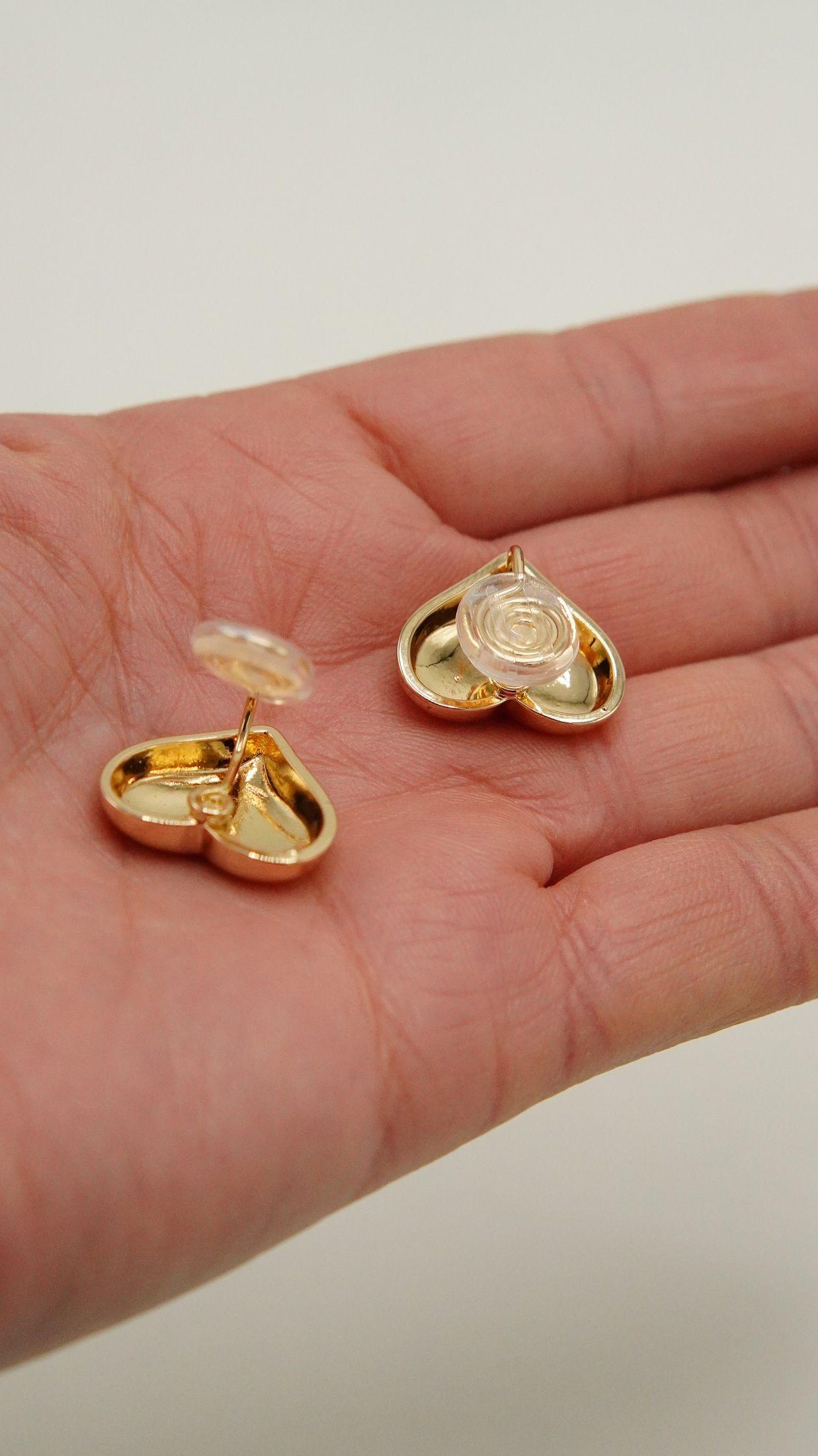 Aros Sin Perforacion corazon chunky bañado En Oro-6