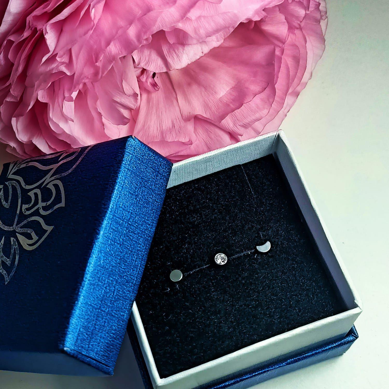 Set Piercing Modelo Fase Lunar Acero Quirúrgico Nostril Labret Luna Punto Luz-7