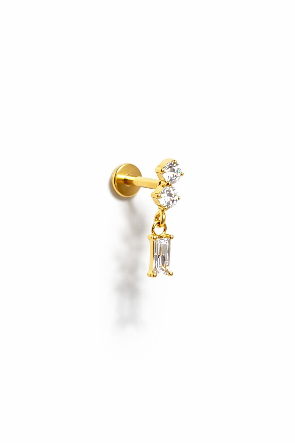 Piercing Ivis labret colgante zirconia 16G Titanio F136 dorado-2