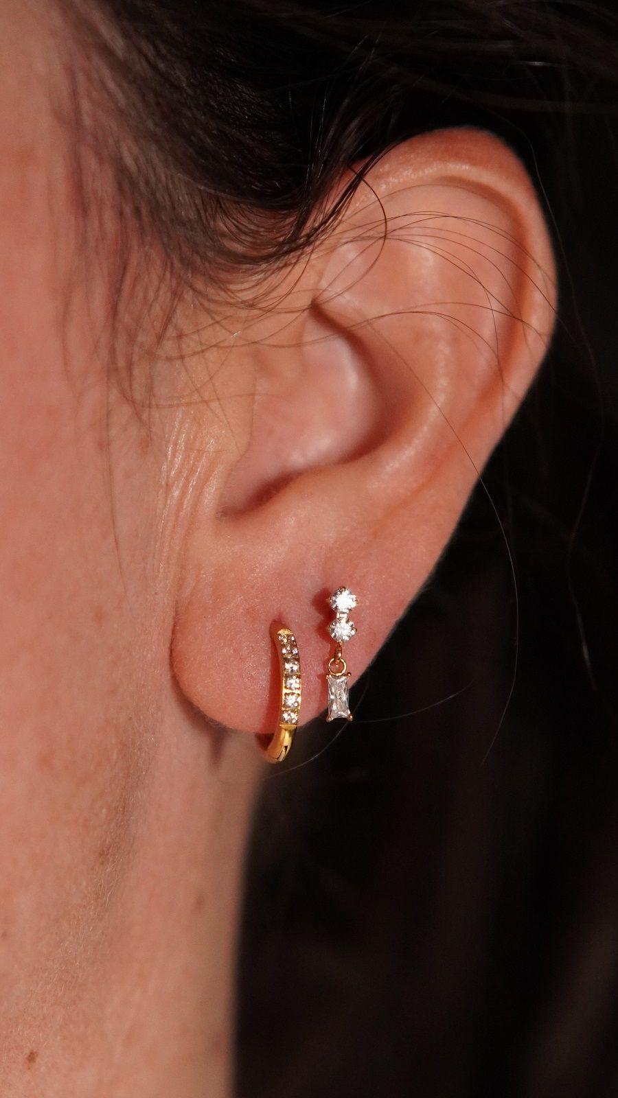 Piercing Ivis labret colgante zirconia 16G Titanio F136 dorado-3