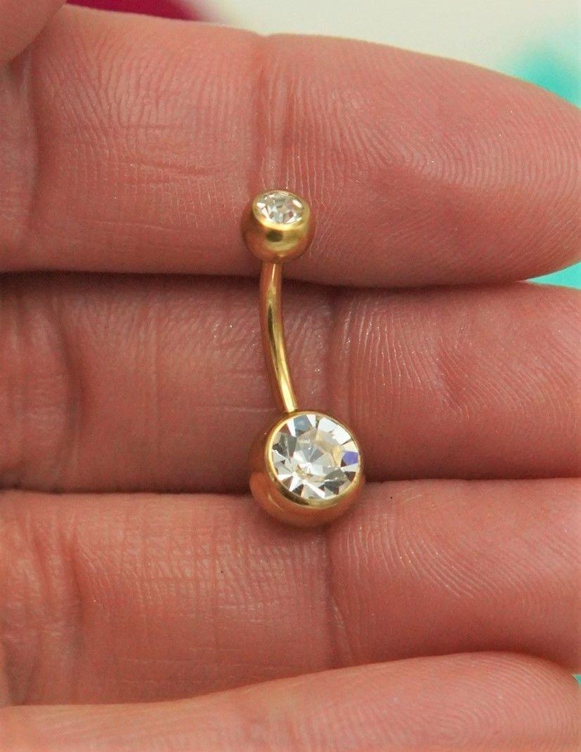 Piercing ombligo navel 14G 10mm Titanio ASTM 136 chapado en oro 18k-3