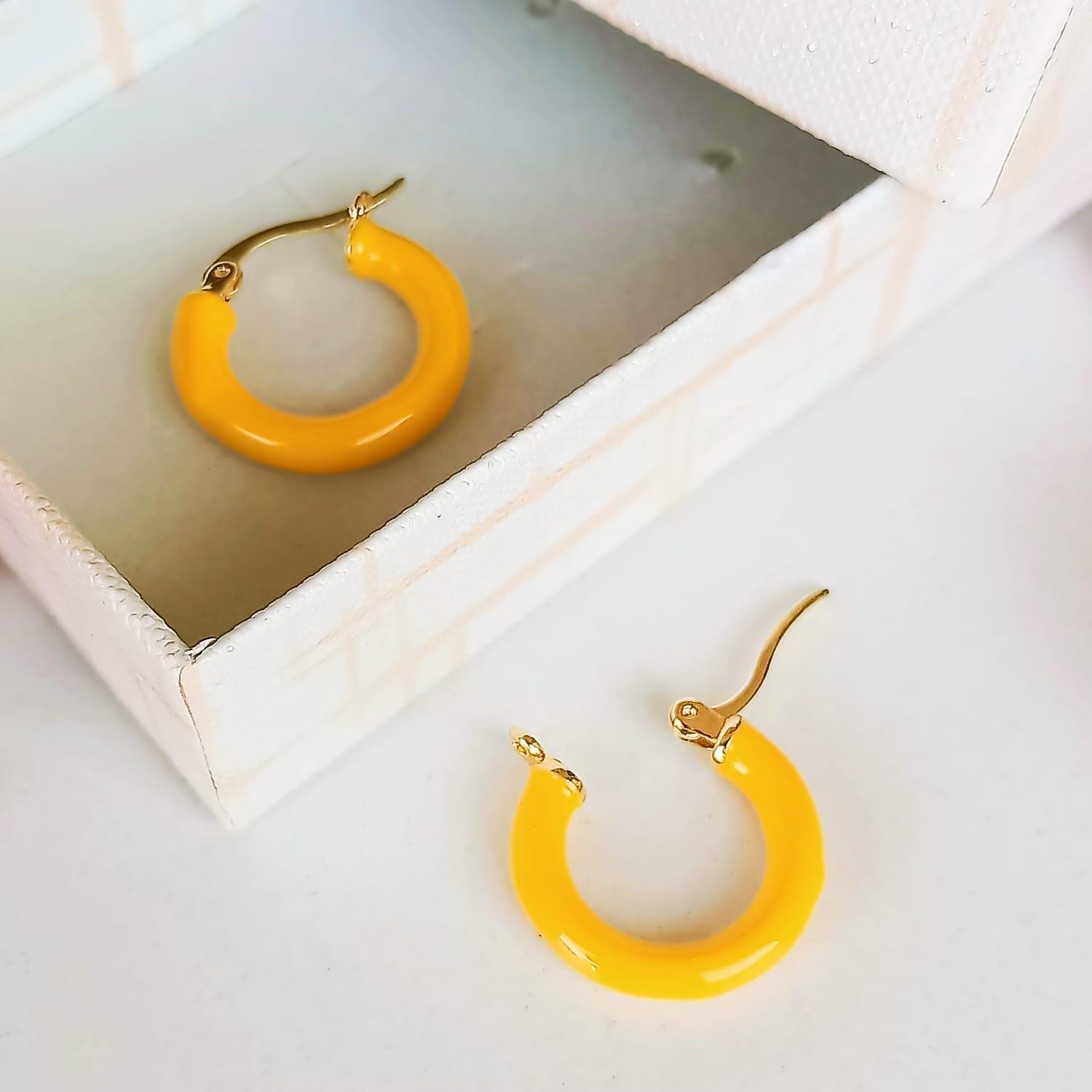 Argollas hoop chapadas en oro 18k amarillo Neon -2