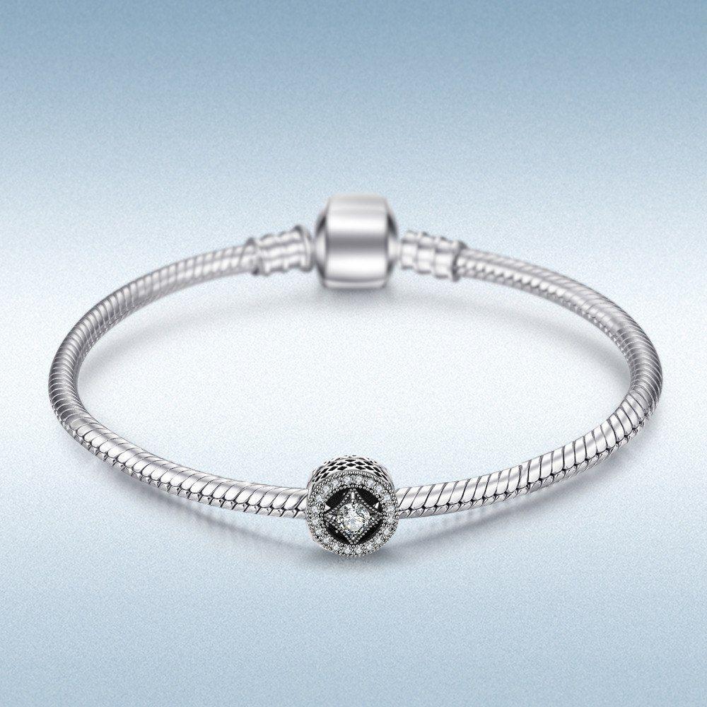 Charm dije abalorio pulsera colgante rombo brillante plata 925-1