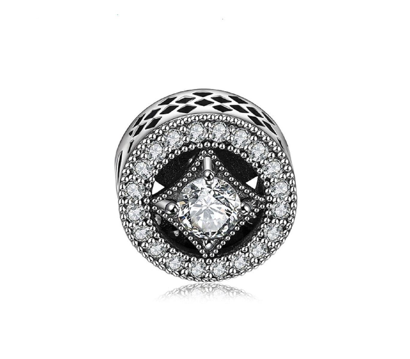 Charm dije abalorio pulsera colgante rombo brillante plata 925-2