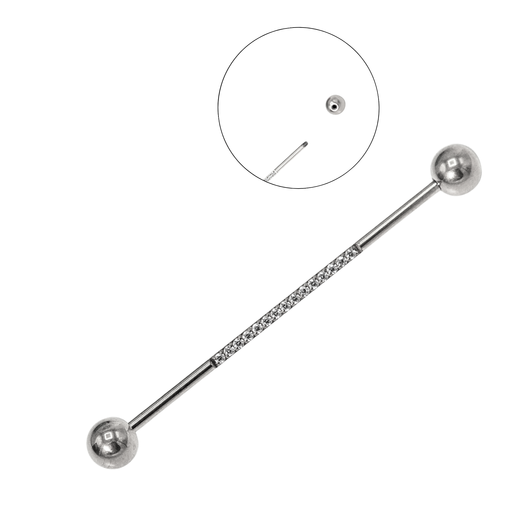 Piercing Industrial Titanio ASTM F 136 Plateado Zirconias-0