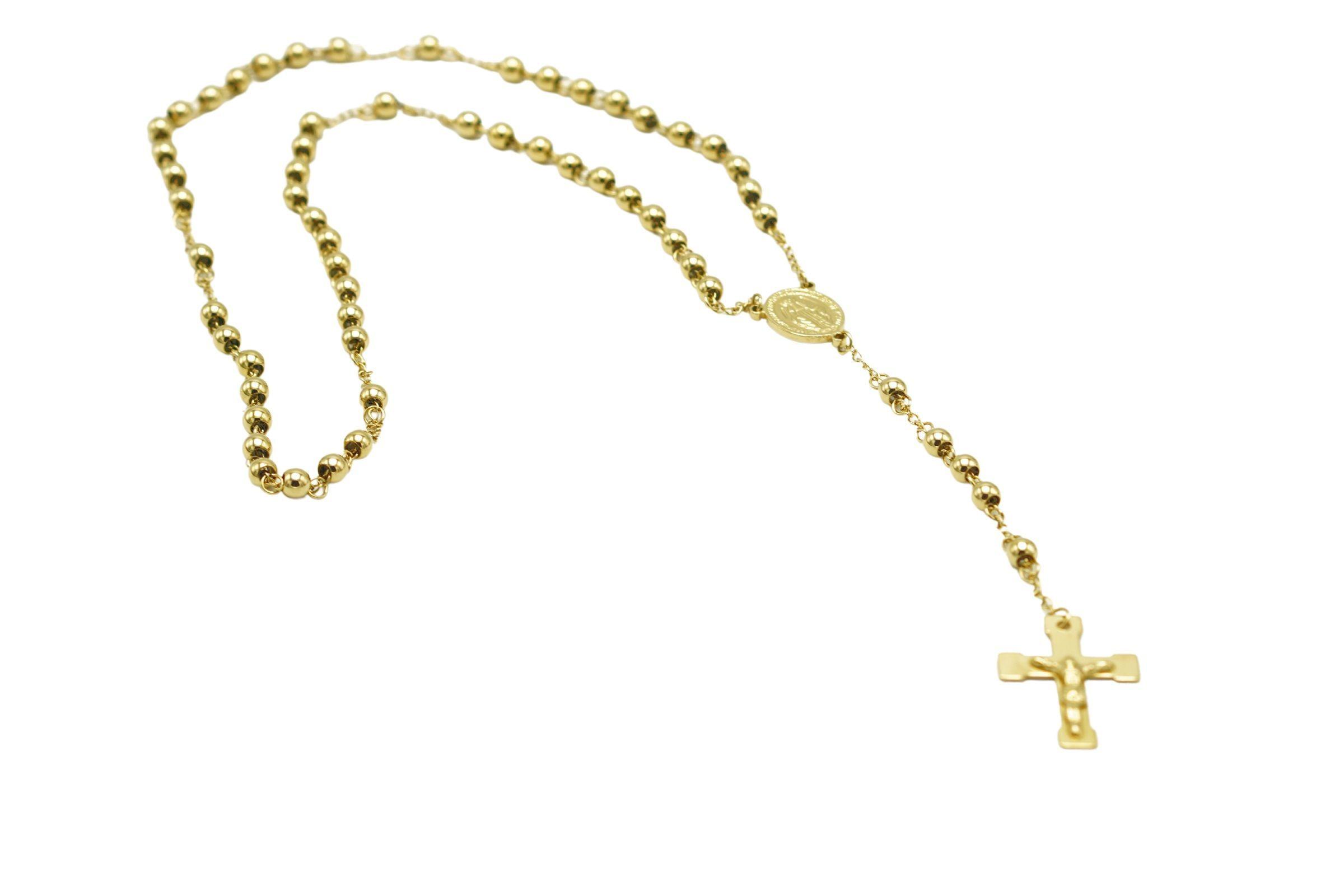 Colgante Rosario Camandula Virgen Maria Chapada En Oro 18k-0