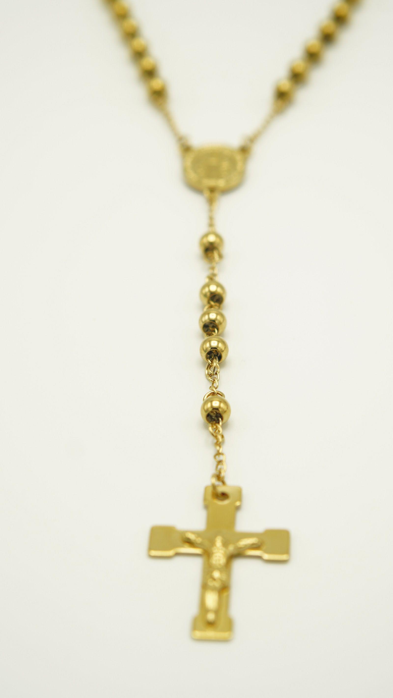 Colgante Rosario Camandula Virgen Maria Chapada En Oro 18k-3