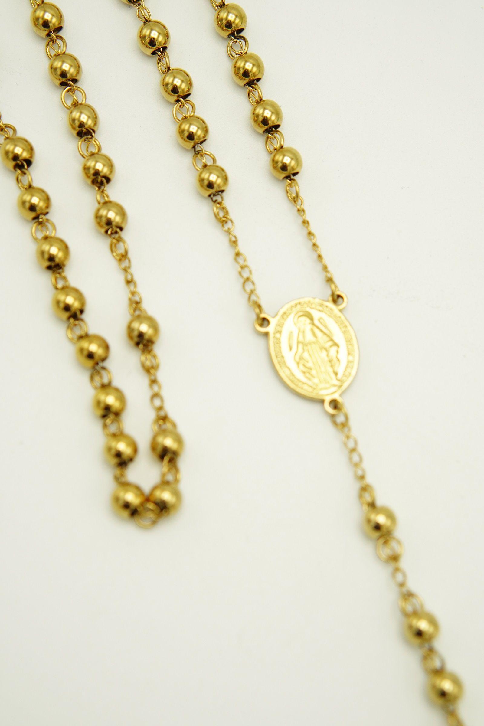 Colgante Rosario Camandula Virgen Maria Chapada En Oro 18k-5